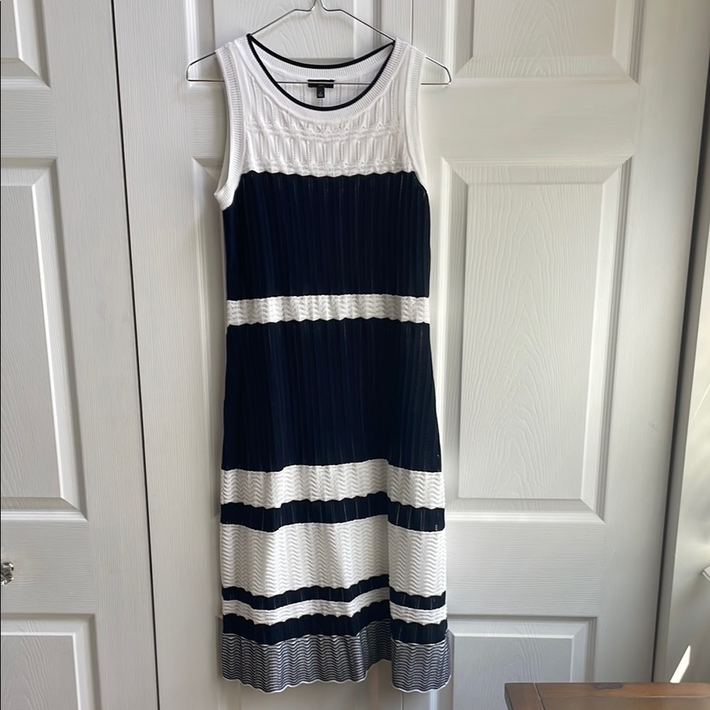 NWOT Never Worn Talbots Black and White Sheath Dress Sleeveless Midi